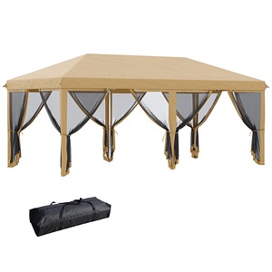Cort pentru petreceri Outsunny, pentru exterior, cu geanta de transport, 585x295xx270cm, Oxford, Bej