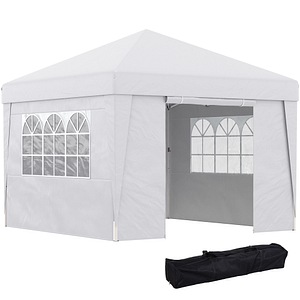 Cort pliabil cu inaltime reglabila Outsunny, 298L x 298P x 275A cm, Otel, Alb