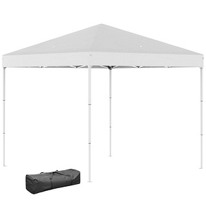 Pop up foisor rezistent la apa cu franghii si cuie de otel si tesatura Outsunny, 2.45 x 2.45 m, Oxford, Alba