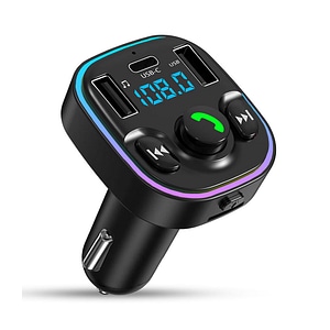 Modulator FM, Hands-Free Kit cu 10 functii, Incarcator auto cu functie de incarcare rapida, QC 3.0, Port USB Type-C, Bluetooth 5.0, Negru