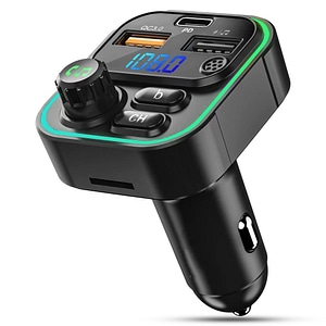Modulator FM Timebox, Hands-Free Kit, Incarcator auto cu functie de incarcare rapida 20W, QC 3.0, Port USB Type-C, Bluetooth 5.0, 7 moduri iluminare