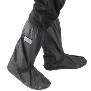 Set 2 protectii impermeabil pentru incaltaminte Zola, reutilizabile, PVC si cauciuc, element reflectorizant, marimea pantof 43-45 (XL), dimensiune produs 40 x 32 cm, negru