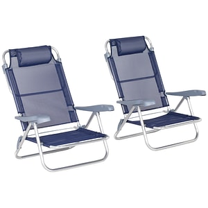 Set 2 scaune portabile de pescuit Outsunny, 62L x 65L x 65L x 80Hcm, Aluminiu, Multicolor