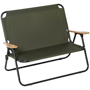 Scaun de camping dublu cu 2 locuri Outsunny, 141x67x80cm, Otel, Verde