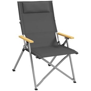 Scaun de camping portabil cu spatar reglabil pe 4 nivele si tetiera Outsunny, 74L x 59.5L x 98Hcm, Oxford, Gri