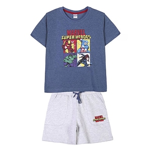 Compleu 2 piese Marvel Super Heros, maneca scurta, 164 cm, Gri