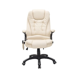 Scaun de birou Inaltime reglabila HomCom, 62 x 68 x 111-121 cm, Piele ecologica, Bej