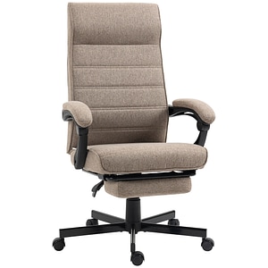 Scaun de birou pentru casa cu spatar Vinsetto, 68 x 67 x 106-114 cm, Poliester, Maro