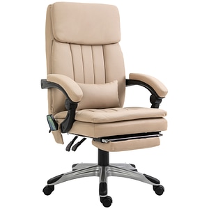 Scaun birou functie de incalzire inaltime reglabila Vinsetto, 67x69x106.5-114.5 cm, PVC-Metal, Bej