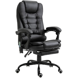 Fotoliu de birou cu masaj cu 7 puncte de vibratie Vinsetto, 7L x 79D x 111-121H cm, Otel, Negru