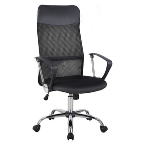 Scaun de birou pivotant cu inaltime reglabila Homcom, 63x61x109-119 cm, PVC/Metal, Negru