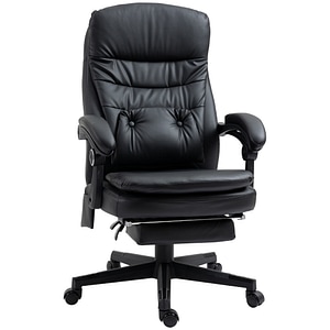 Scaun de birou functie masaj cu inaltime/spatar reglabil Vinsetto, 64x69x107-115 cm, Piele ecologica, Negru