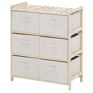 Comoda cu 6 sertare Homcom, 59x28x70cm, Lemn, Natural