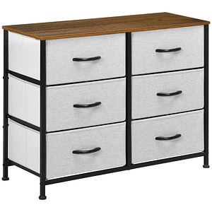 Comoda cu 6 Sertare in stil industrial Homcom, 80L x 30P x 62.5A cm, MDF/Otel/Textil, Maro/Gri