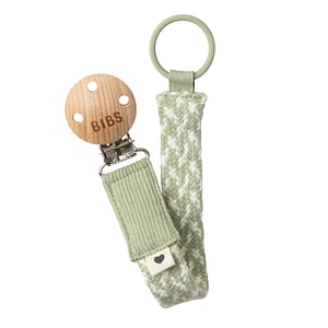 Lantisor pentru suzete bebelusi Bibs, textil, lemn, metal, 22cm, Sage / Ivory