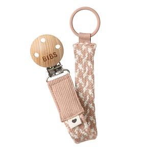 Lantisor pentru suzete bebelusi Bibs, textil, lemn, metal, 22cm, Blush / Ivory