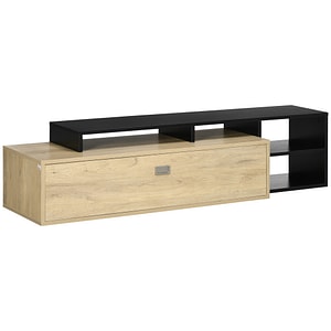 Comoda TV HomCom, 163x40x38cm, MDF, Maro/Negru