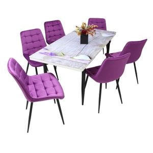 Set masa extensibila cu 6 scaune, Onix & Rustic, Mov