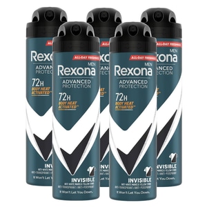 Deodorant spray barbati Rexona Advanced Protection Invisible, 5 buc x 150 ml