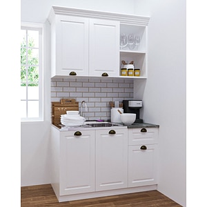 Set bucatarie cu soft-close si fronturi MDF Badenmob, seria Square, 120.01cm, Alb Rustic