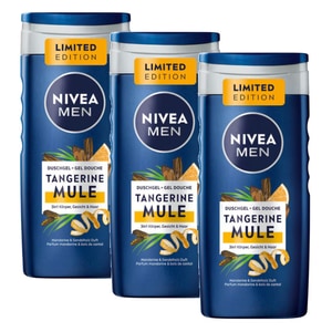 Gel de dus Nivea Men cu extract de mandarine si lemn de santal, 3 buc x 250 ml