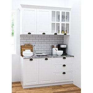 Set bucatarie cu soft-close si fronturi MDF Badenmob, seria Square, 140.01cm, Sertare, Alb Rustic