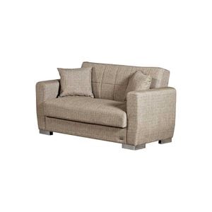Canapea Extensibila August, 2 Locuri, Material Textil, Maro Deschis, Lada Depozitare
