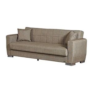 Canapea Extensibila August, 3 Locuri, Material Textil, Maro Deschis, Lada Depozitare