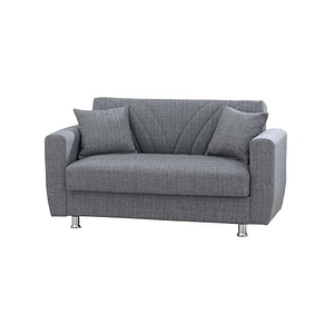 Canapea Extensibila Ernest, 2 Locuri, Material Textil, Gri, Lada Depozitare