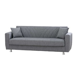 Canapea Extensibila Ernest, 3 Locuri, Material Textil, Gri, Lada Depozitare