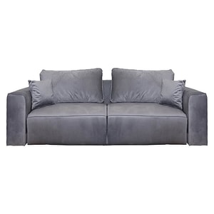 Canapea Extensibila Catifea Bumble, 3 Locuri, 4 Perne, Culoare Gri, Lada Depozitare