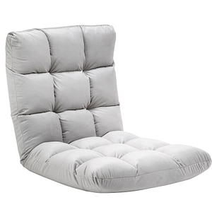 Fotoliu relax pentru podea cu spatar inclinabil HomCom, 71x55x53.5 cm, Metal/Poliester, Gri deschis