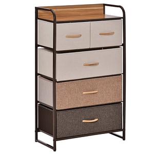 Comoda cu 5 sertare Homcom, 58x29x99cm, Metal/Textil, Multicolor