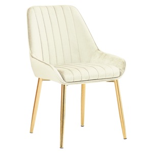 Scaun de dining, catifea, picioare aurii, crom, design elegant si modern, living, bucatarie, 56x62x89 cm, bej