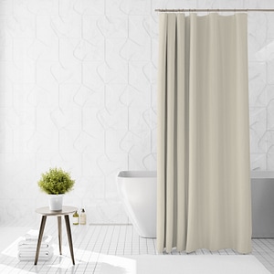 Perdea de dus Ella Home cu 12 inele, poliester, rezistenta la apa, ivoire,180x200cm