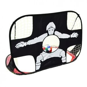 Poarta de fotbal pentru copii 2 in 1 Zola, pliabila, cu tinta de precizie detasabila, pentru antrenament si joc recreativ, plasa de nailon, 4 cuie de fixare, husa, 120 x 75 x 75 cm