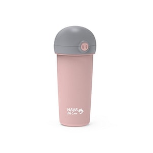 Pahar de plastic cu pai Nava, fara BPA, 380 ml, Roz