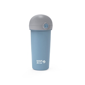 Pahar de plastic cu pai Nava, fara BPA, 380 ml, Albastru
