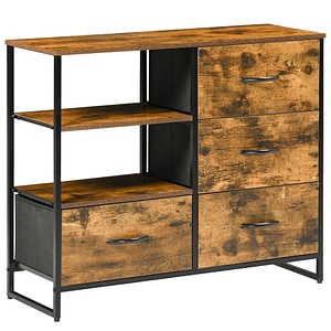 Comoda stil industrial Homcom, 84x30x71.5cm, MDF/Otel/Poliester, Maro/Negru