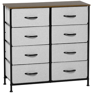 Comoda pentru dormitor in stil industrial HomCom, 80x30x81.5cm, MDF/Otel/Textil, Maro/Gri