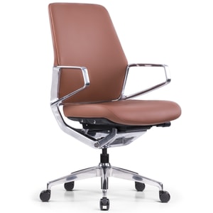 Scaun ergonomic StableDeskFORGE Mid Back, Piele Ecologica Premium, Inaltime reglabila, Blocare inclinare in 3 pozitii, Certificat BIFMA, Maro