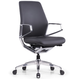 Scaun ergonomic StableDeskFORGE Mid Back, Piele Ecologica Premium, Inaltime reglabila, Blocare inclinare in 3 pozitii, Certificat BIFMA, Negru