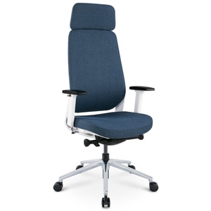 Scaun ergonomic StableDesk OFFICER, Material Textil Wintex Korea, Inaltime reglabila, Tetiera reglabila, Mecanism DONATI Blocare inclinare in 5 pozitii, Certificat BIFMA, Albastru-Alb