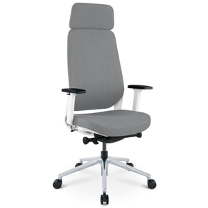 Scaun ergonomic StableDesk OFFICER, Material Textil Wintex Korea, Inaltime reglabila, Tetiera reglabila, Mecanism DONATI Blocare inclinare in 5 pozitii, Certificat BIFMA, Gri-Alb