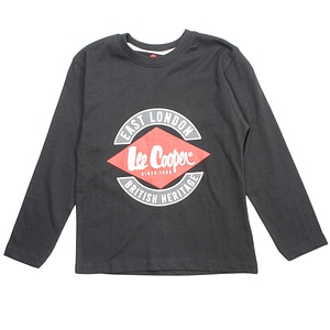 Tricou cu maneca lunga cu logo Lee Cooper, 100% bumbac, 4 ani, 104 cm, negru