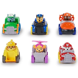 Set jucarii SpinMaster, Patrula Catelusilor - Pup Squad Racers, Pachet Cadou 6 Vehicule de Baza