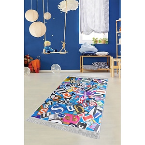 Covor Copii Antiderapant, Dreptunghiular, Letters 1, Poliester, 120x180 cm, Multicolor