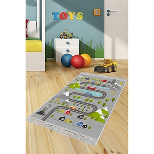 Covor Copii Antiderapant, Dreptunghiular, Route, Poliester, 120x180 cm, Multicolor