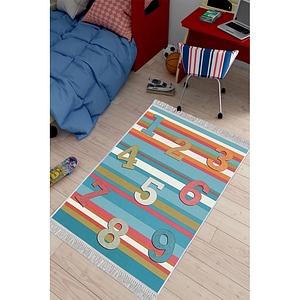 Covor Copii Antiderapant, Dreptunghiular, Numbers, Poliester, 120x180 cm, Multicolor