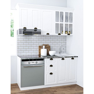 Set bucatarie cu soft-close si fronturi MDF Badenmob, seria Square, 160 cm, Alb rustic